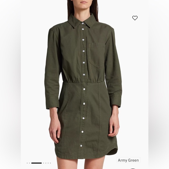 Veronica Beard Keston Twill Mini Shirt Dress Army Green Size 2 - Picture 2 of 7